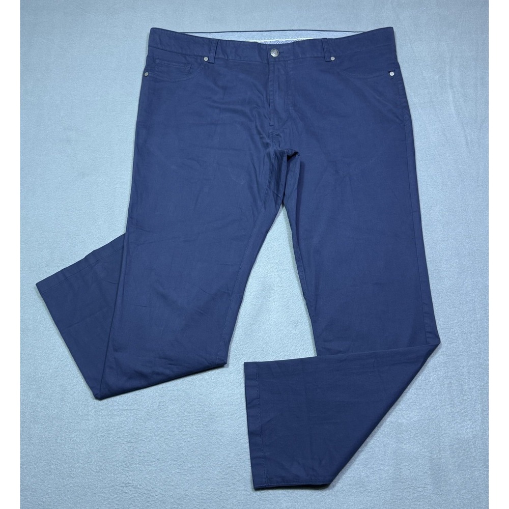 Peter Millar Perfect Poplin Pants Mens 38x29 Navy Cotton Silk Chino Normcore USA